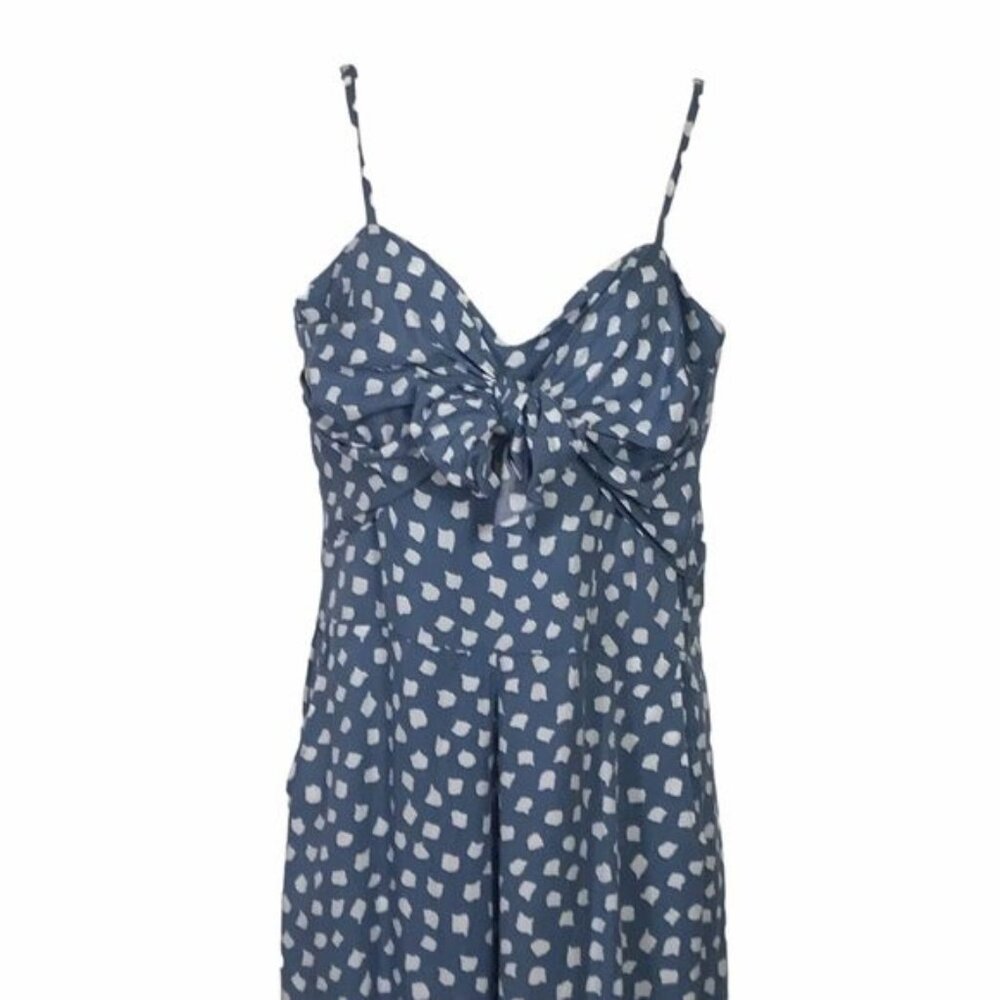 Anthropologie + Whit Two - *Euc* Blue White Polka Dot Tie Front Jump Suit - 10 View 5